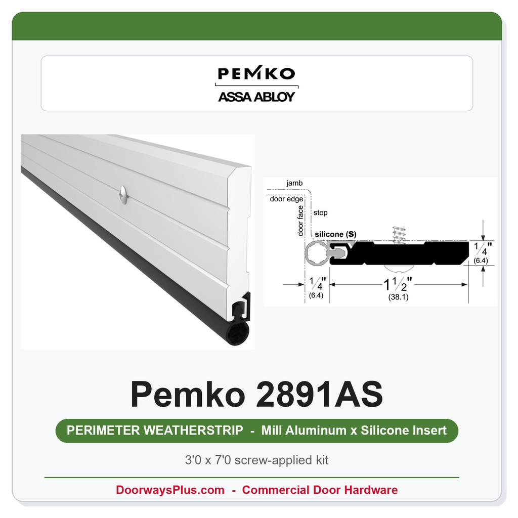 Pemko 2891AS Heavy Duty Perimeter Gasketing Kit | Mill Aluminum Silicone | 3'0 x 7'0