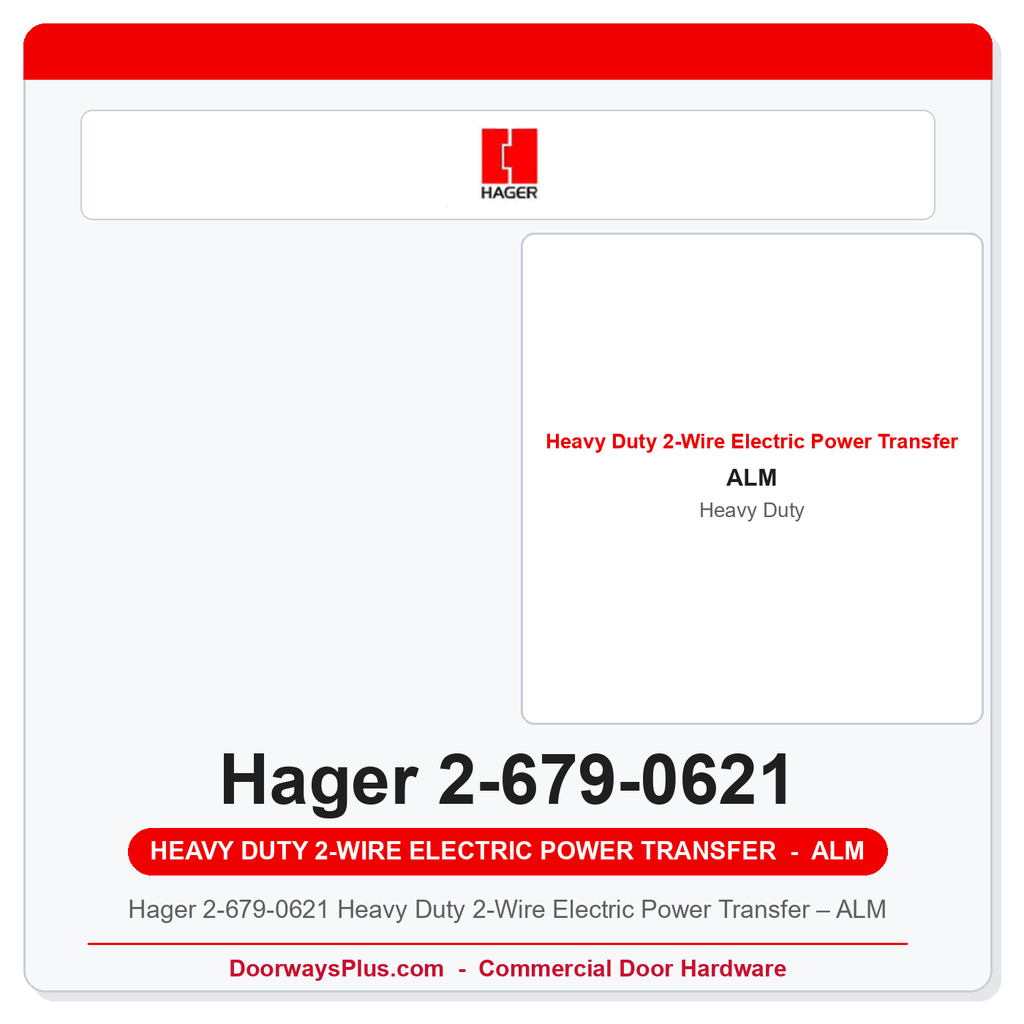 Hager 2-679-0621 Heavy Duty 2-Wire Electric Power Transfer – ALM