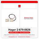 Hager 2-679-0626 Magnetic Switch — Commercial Door Position Sensor