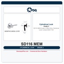 PDQ SD116 MEM Grade 2 Office Entry Cylindrical Lever Lockset | ANSI F109