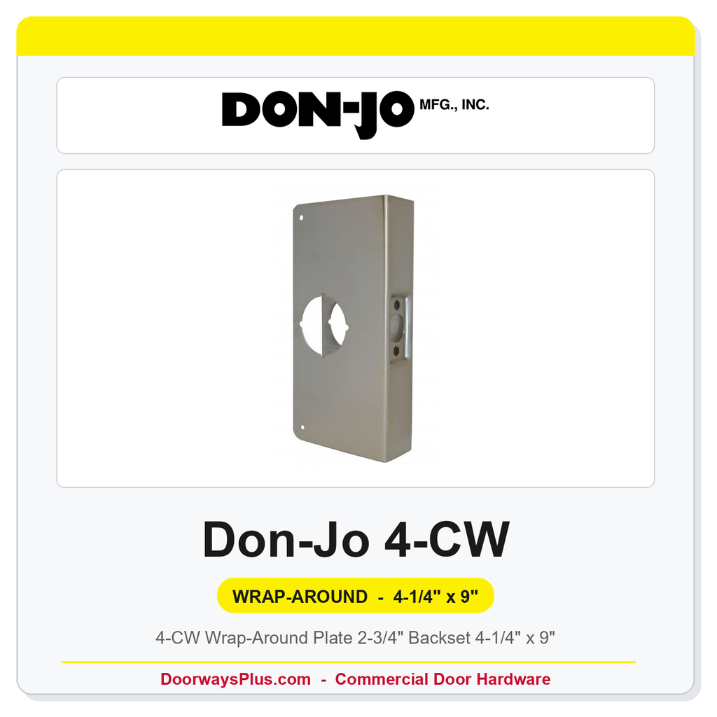 Don-Jo 4-CW Wrap-Around Plate | 2-3/4" Backset | 4-1/4" x 9"