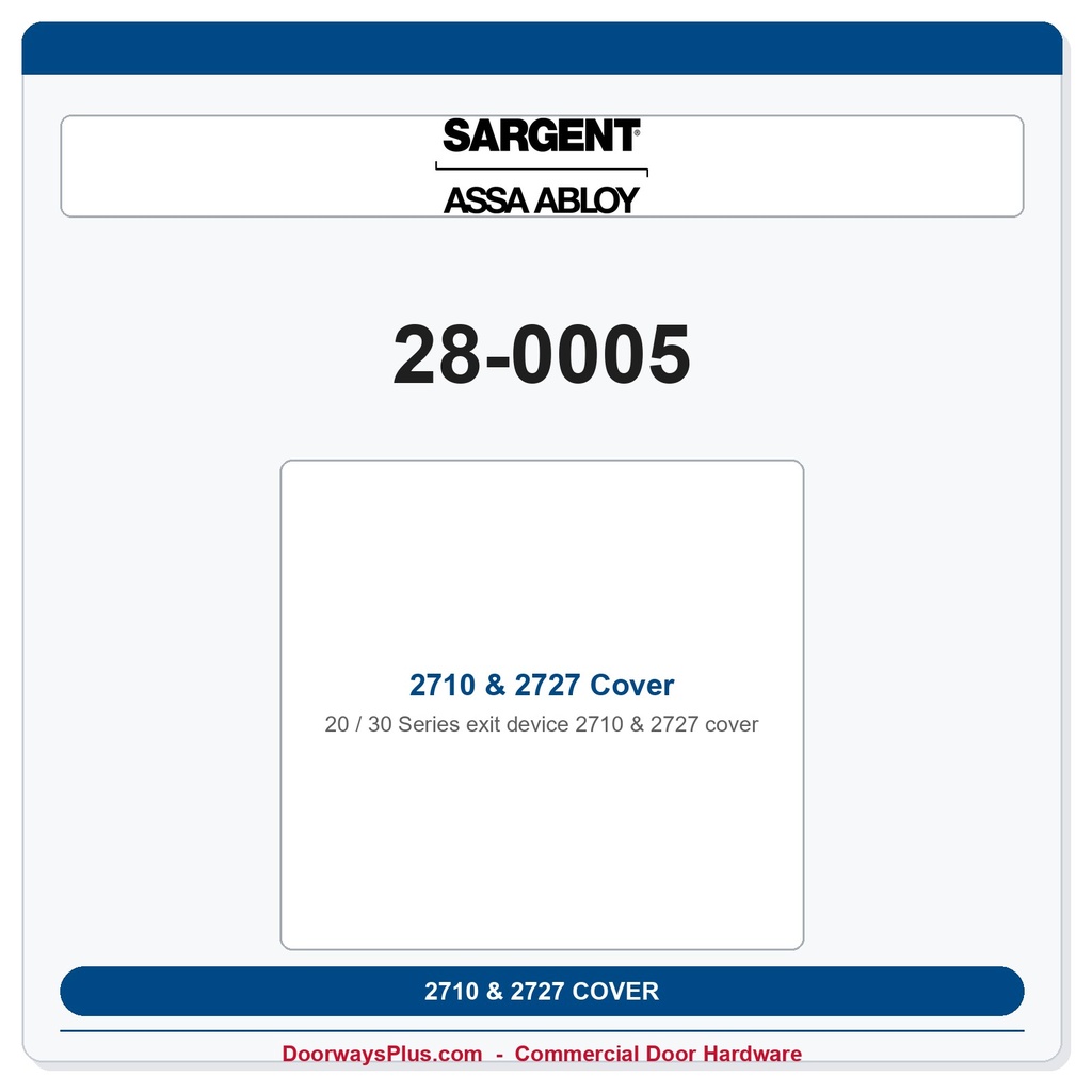 Sargent 28-0005 2710 & 2727 Cover