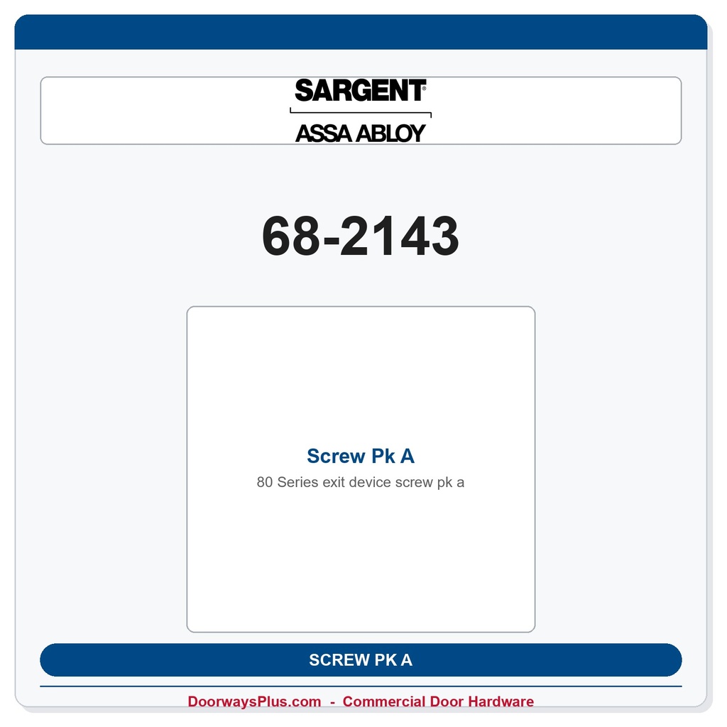 Sargent 68-2143 Screw Pk A