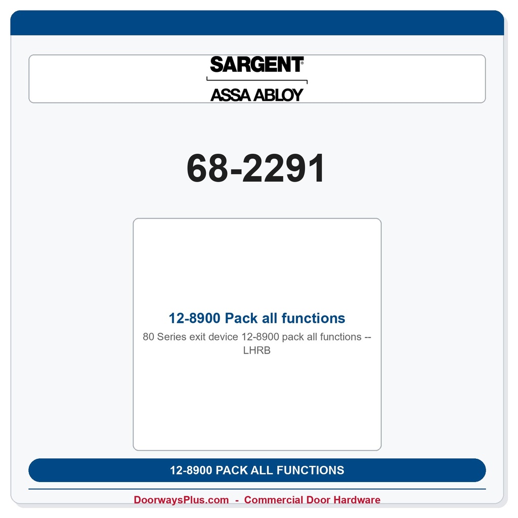 Sargent 68-2291 12-8900 Pack all functions LHRB