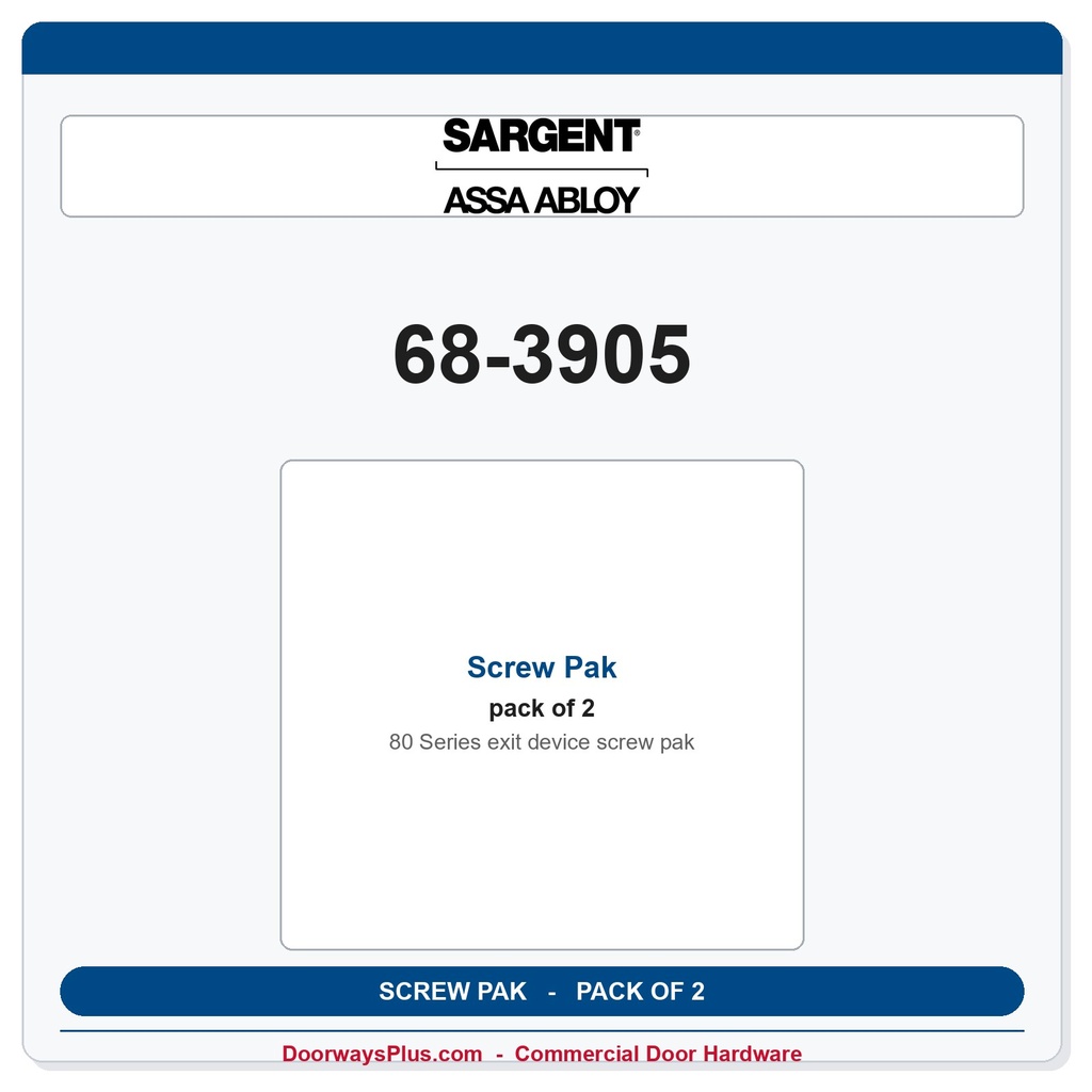Sargent 68-3905 Screw Pak - Pack of 2