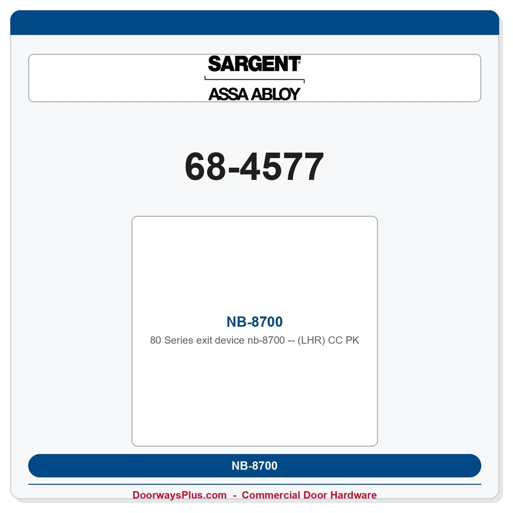 Sargent 68-4577 NB-8700 (LHR) CC PK