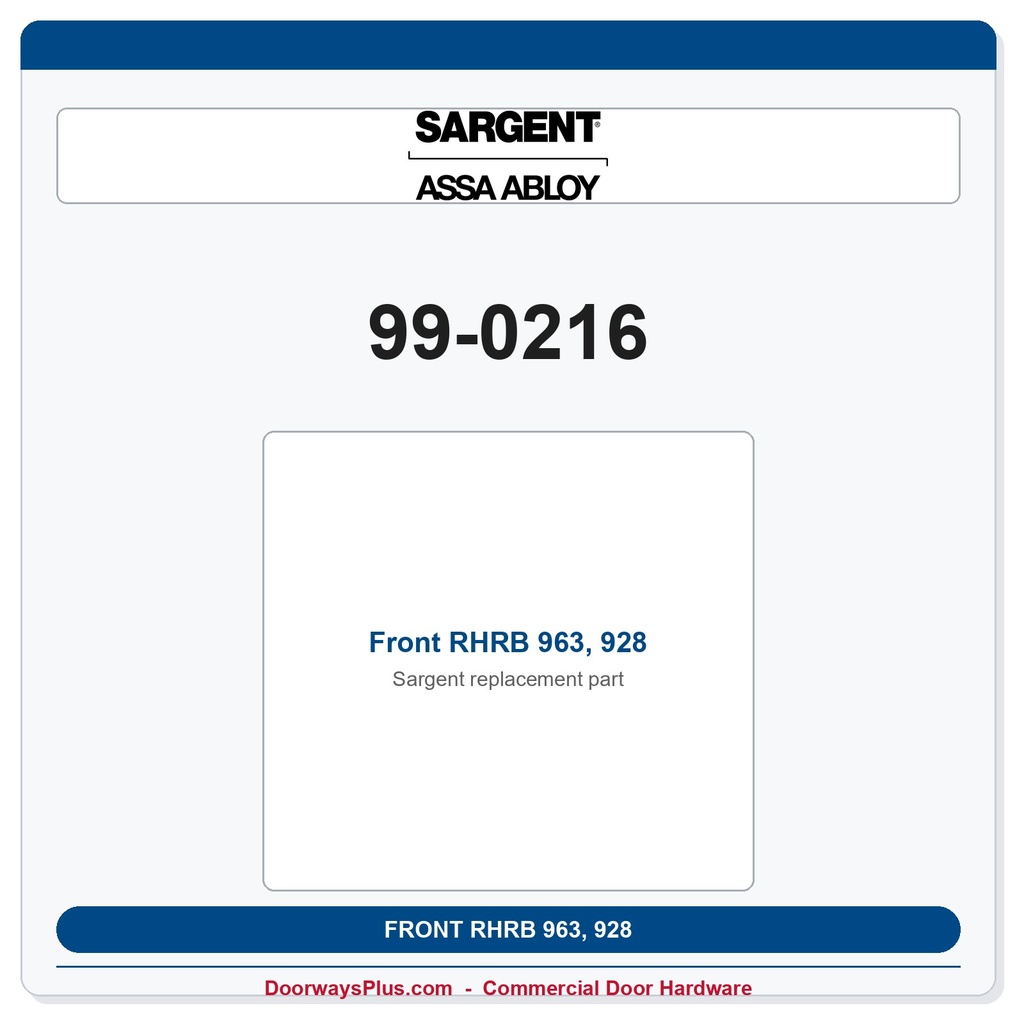 Sargent 99-0216 Front RHRB 963, 928