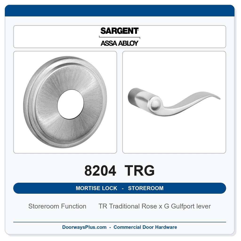 Sargent 8204 TRG Trim Storeroom or Closet Mortise Lockset | LA Keyway, Grade 1 Commercial