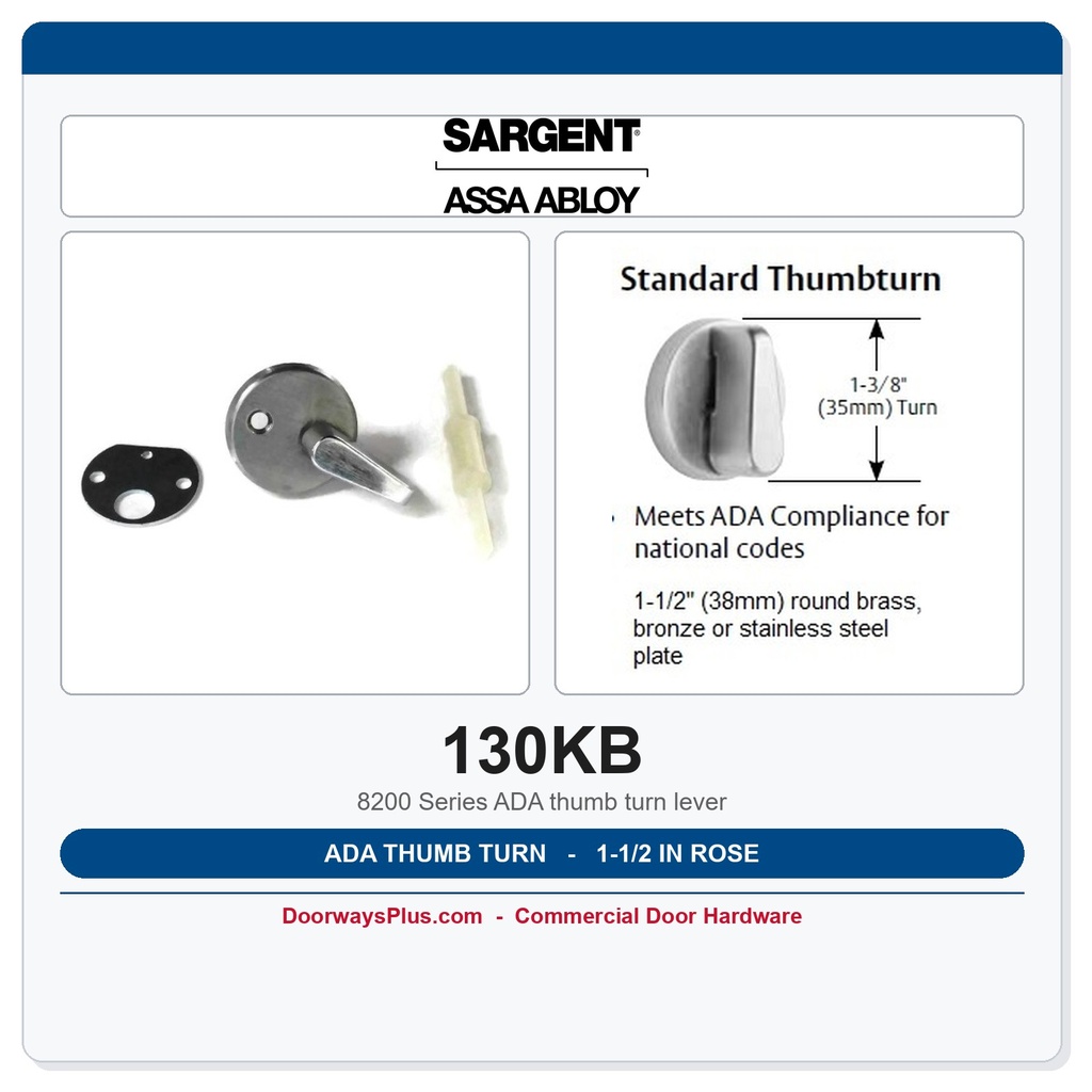 Sargent 130KB ADA Thumb Turn Lever for 8200 Series Mortise Locks