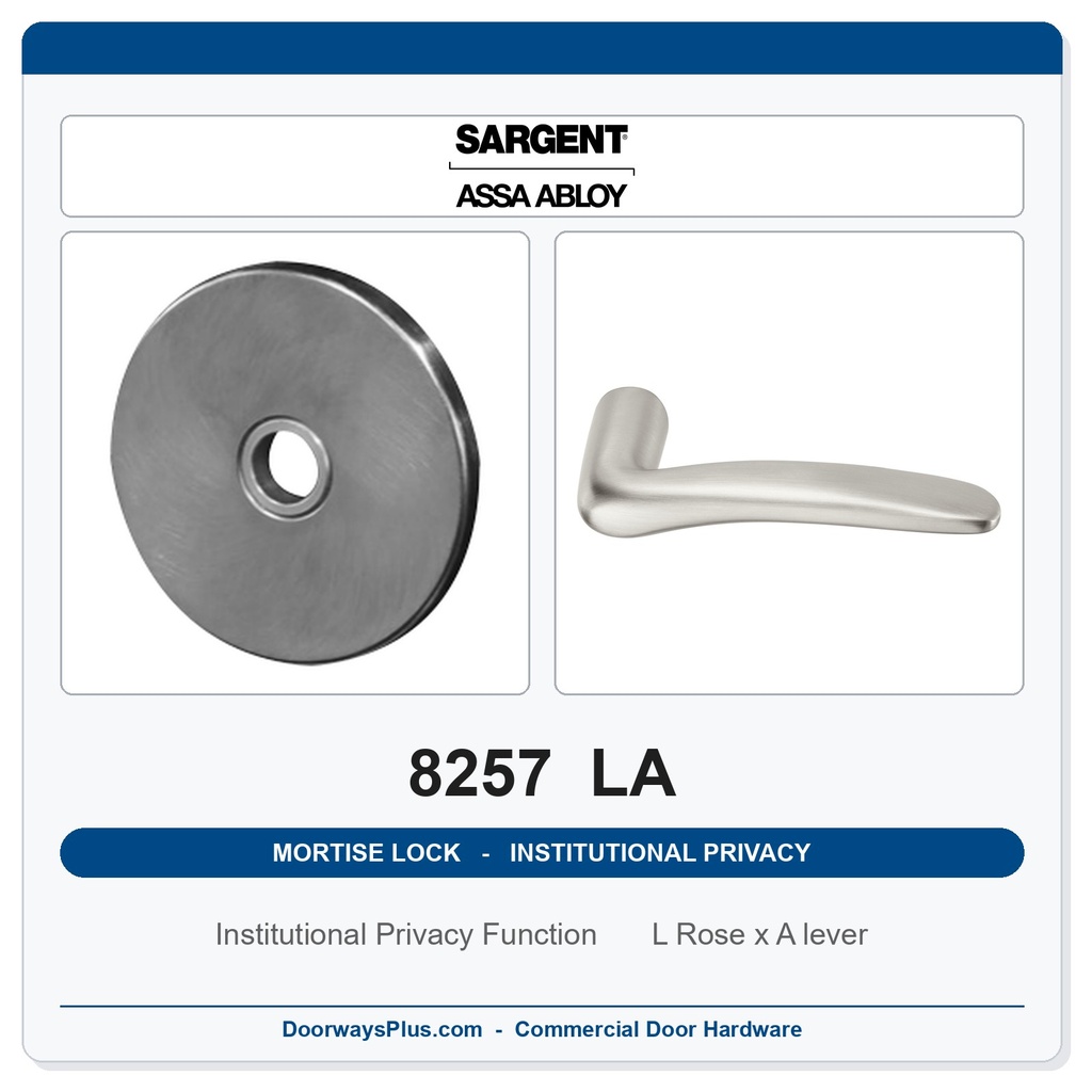 Sargent 8257 LA Trim Institutional Privacy Mortise Lockset | LA Keyway, Grade 1 Commercial