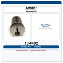 Sargent 13-0402 Cylinder Barrel Plug – 42 Series Mortise, US15 Satin Nickel