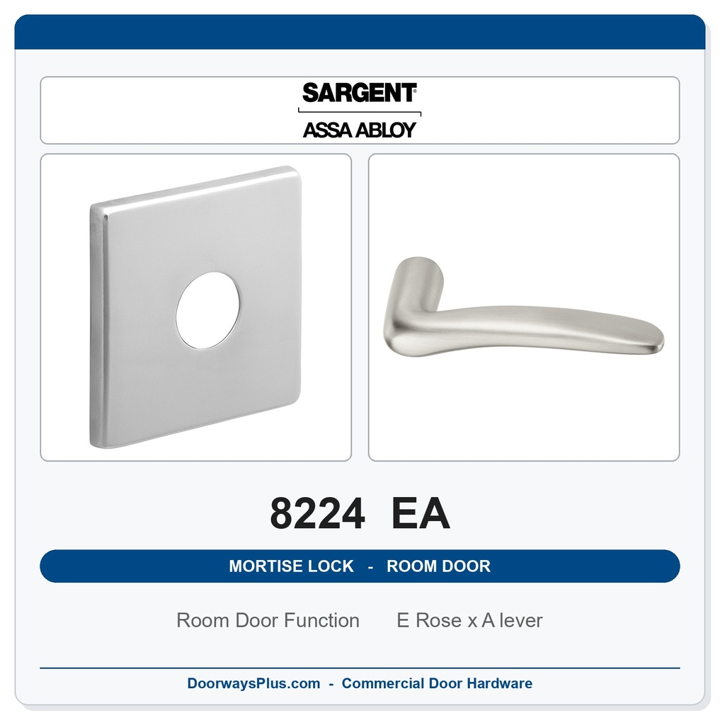 Sargent 8224 EA Trim Mortise Lockset | Grade 1 Commercial, LA Keyway