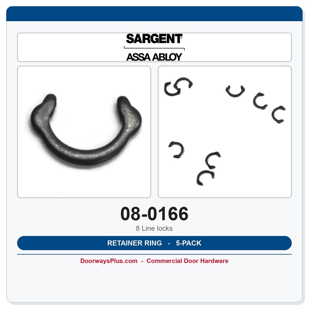 Sargent 08-0166 Retainer Ring for 8 Line Locks — 5-Pack