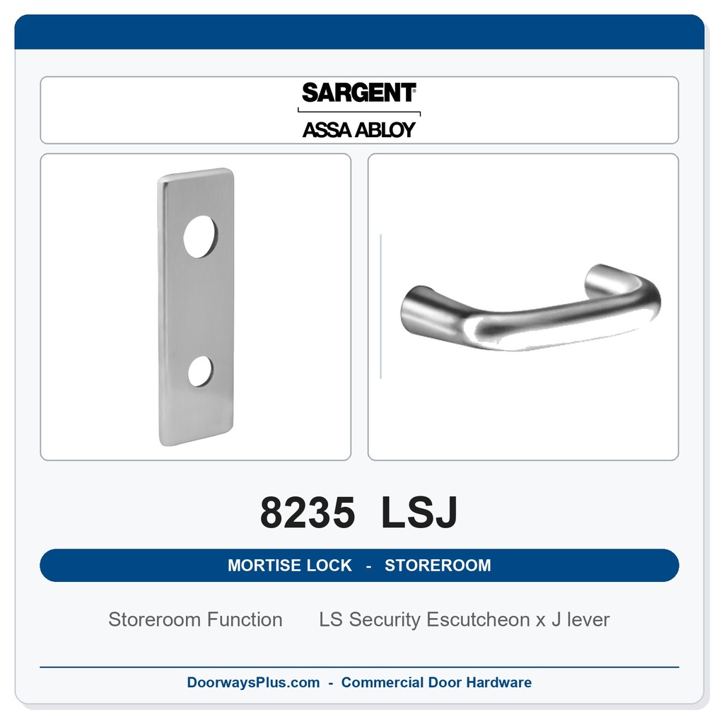 Sargent 8235 LSJ Trim Storeroom Mortise Lockset | LA Keyway, Grade 1 Commercial