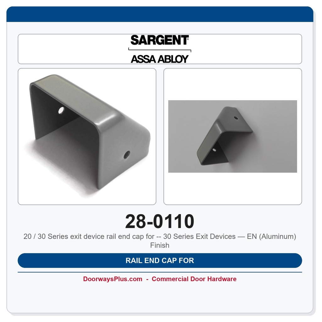 Sargent 28-0110 Rail End Cap for 30 Series Exit Devices — EN (Aluminum) Finish