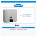 Bobrick B-4112 Contura Surface-Mounted Liquid Soap Dispenser, Satin SS