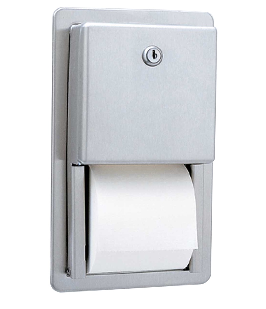 Bobrick B-3888 Recessed Double Roll Toilet Paper Dispenser — Satin Stainless Steel