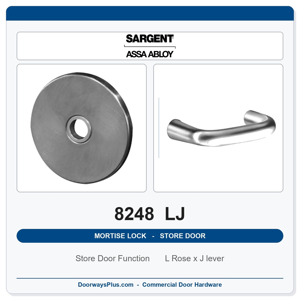 Sargent 8248 LJ Trim Store Door Mortise Lockset | LA Keyway, Grade 1 Commercial