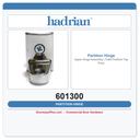 Hadrian 601300 Upper Hinge Assembly | Toilet Partition Top Pivot