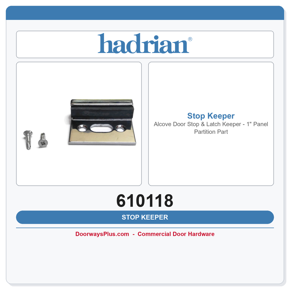 Hadrian 610118 Alcove Door Stop & Latch Keeper – 1" Panel Partition Part