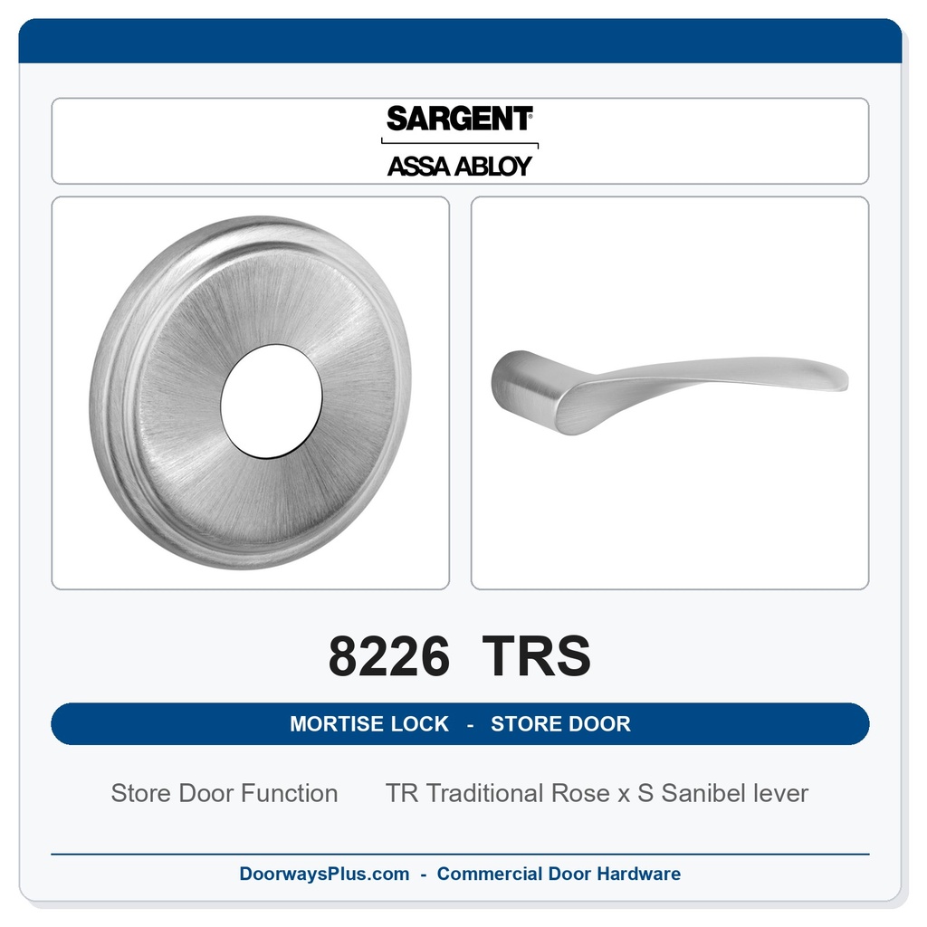 Sargent 8226 TRS Trim Store Door Mortise Lockset | LA Keyway, Grade 1 Commercial