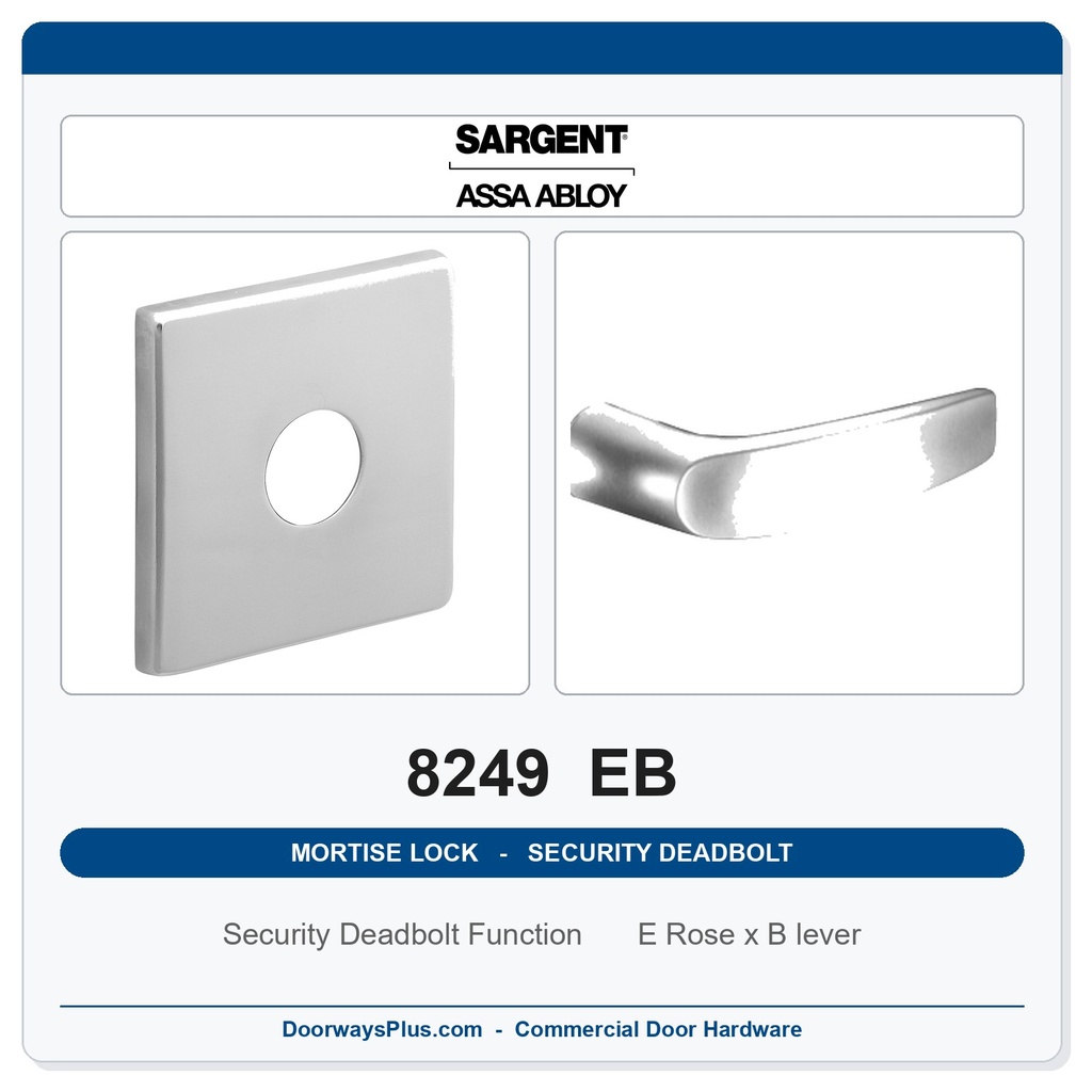 Sargent 8249 EB Trim Security Deadbolt Mortise Lockset | LA Keyway, Grade 1 Commercial