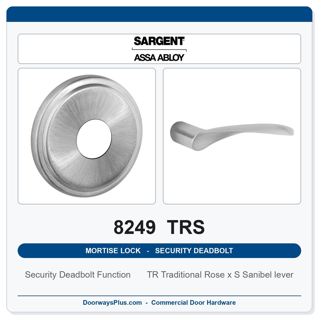 Sargent 8249 TRS Trim Security Deadbolt Mortise Lockset | LA Keyway, Grade 1 Commercial