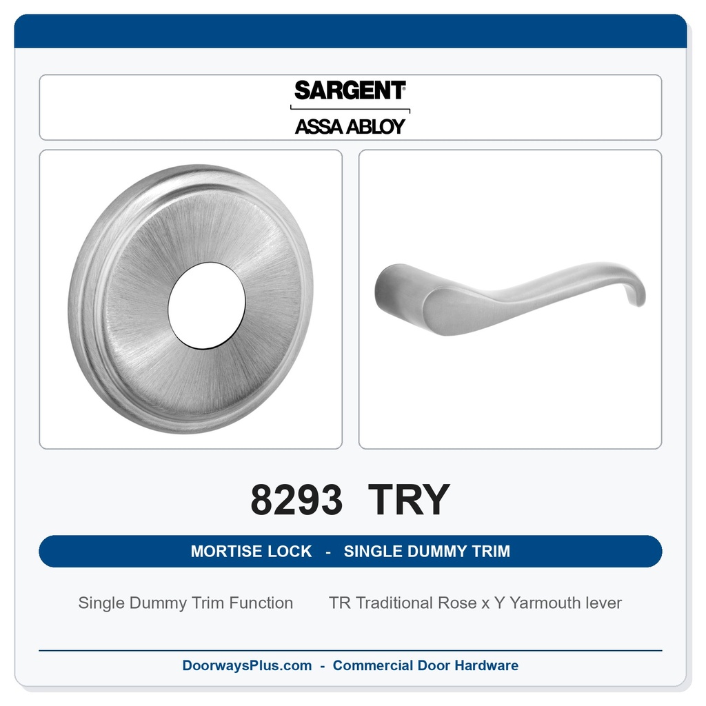 Sargent 8293 TRY Trim Mortise Single Dummy Trim | Grade 1 Commercial