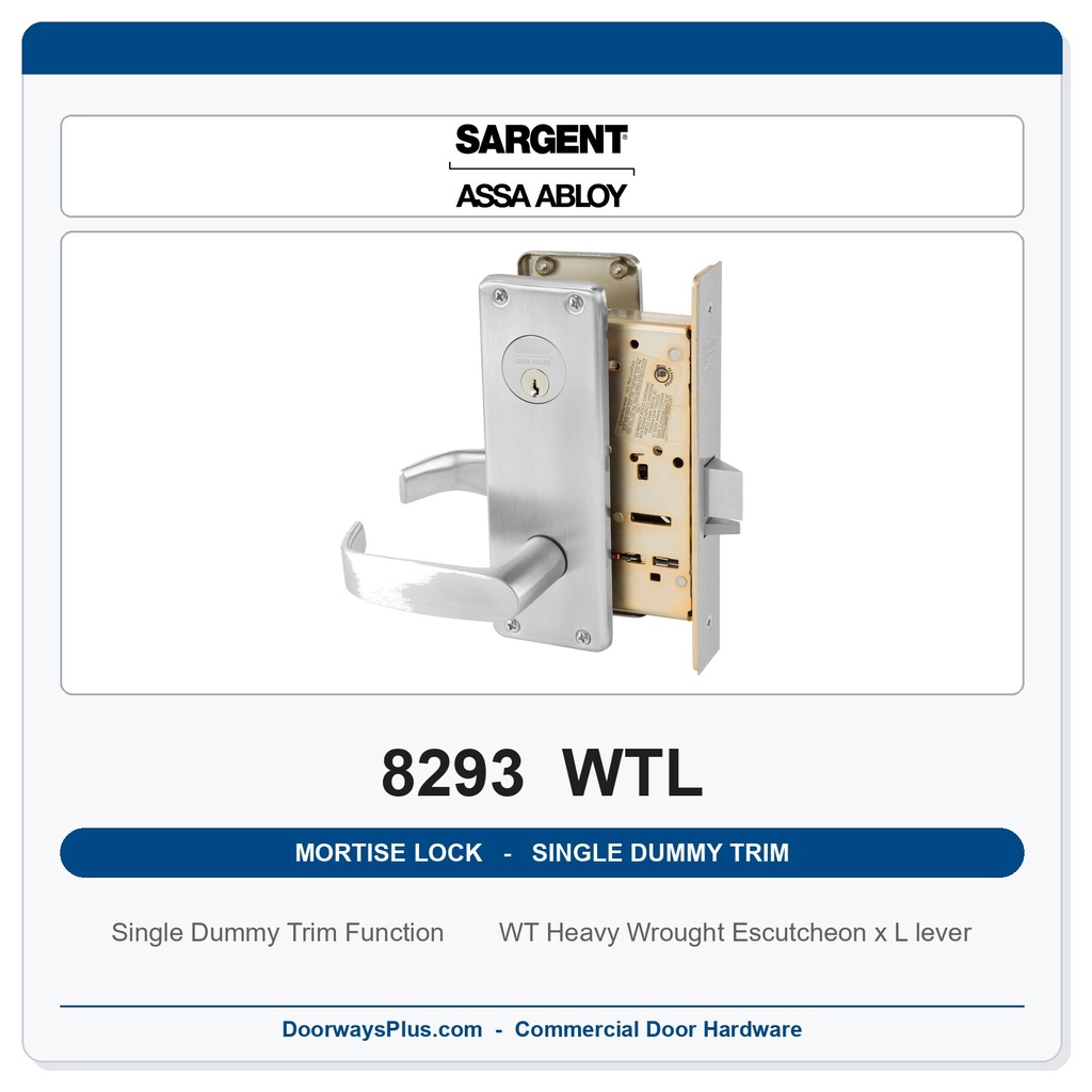 Sargent 8293 WTL Trim Mortise Single Dummy Trim | Grade 1 Commercial
