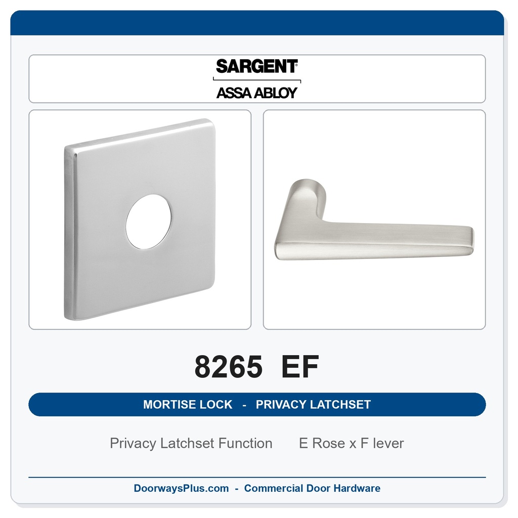 Sargent 8265 EF Trim Mortise Privacy Latchset | Grade 1 Commercial