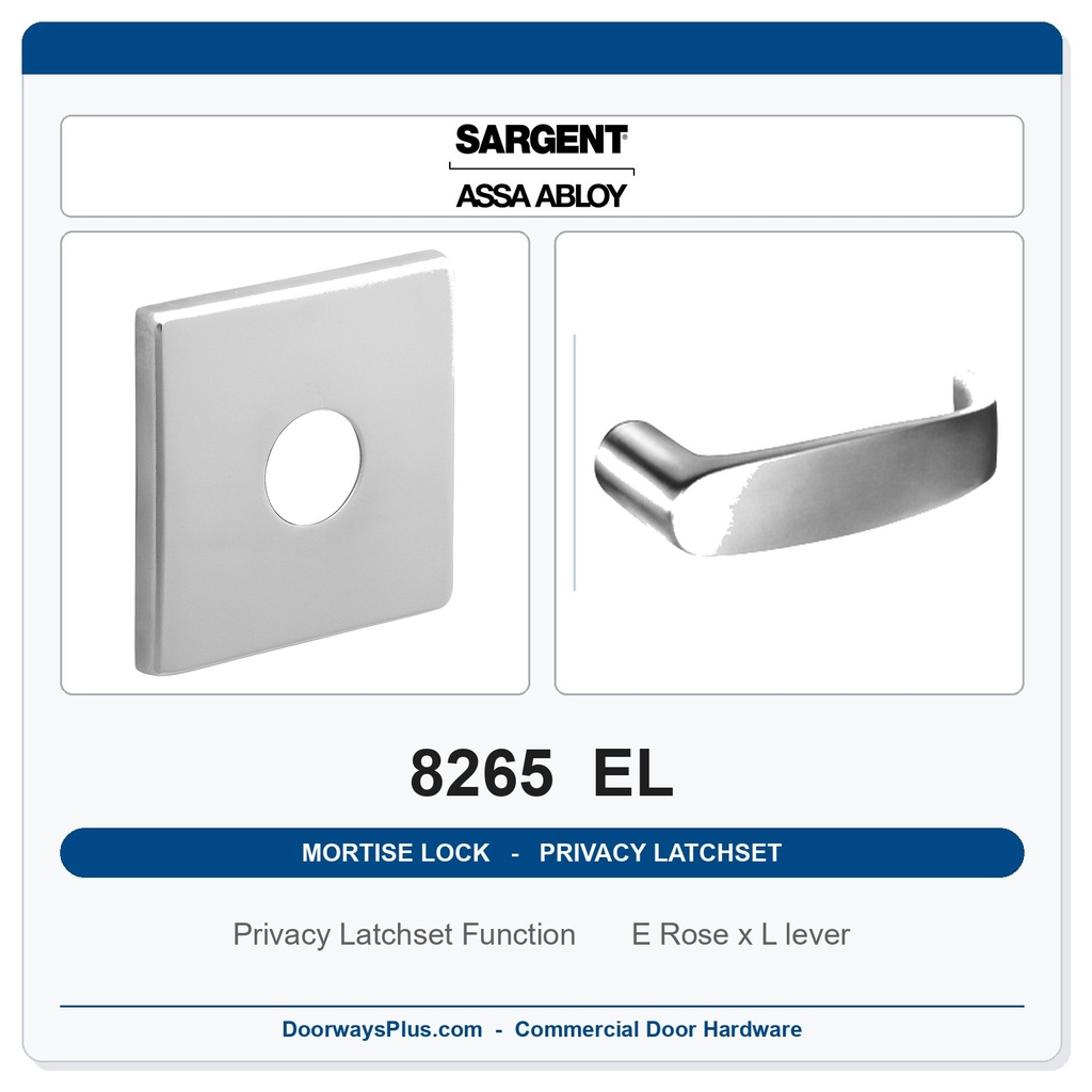 Sargent 8265 EL Trim Mortise Privacy Latchset | Grade 1 Commercial