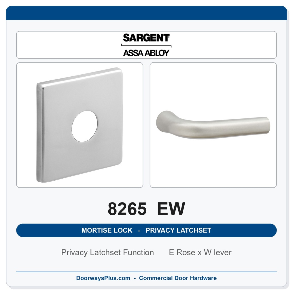 Sargent 8265 EW Trim Mortise Privacy Latchset | Grade 1 Commercial