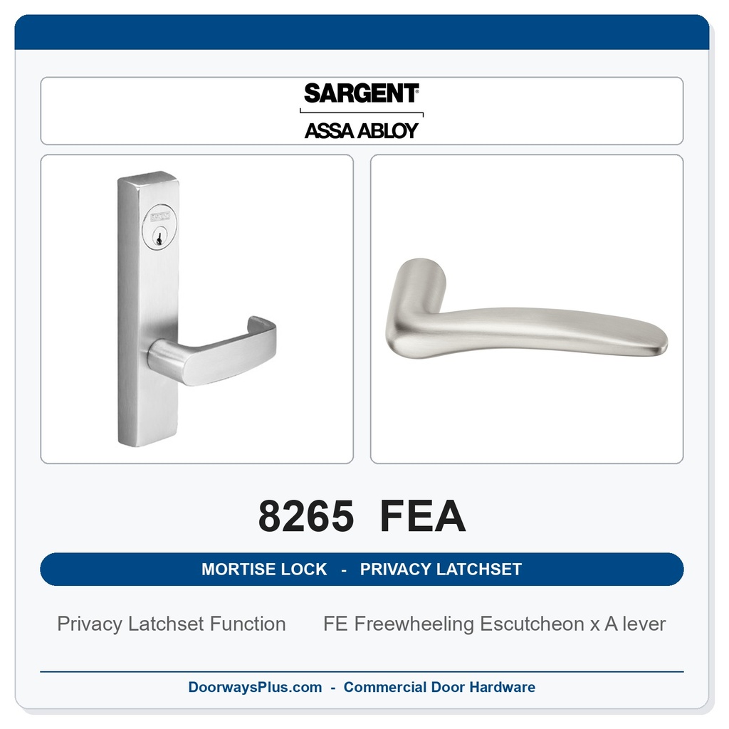 Sargent 8265 FEA Trim Mortise Privacy Latchset | Grade 1 Commercial