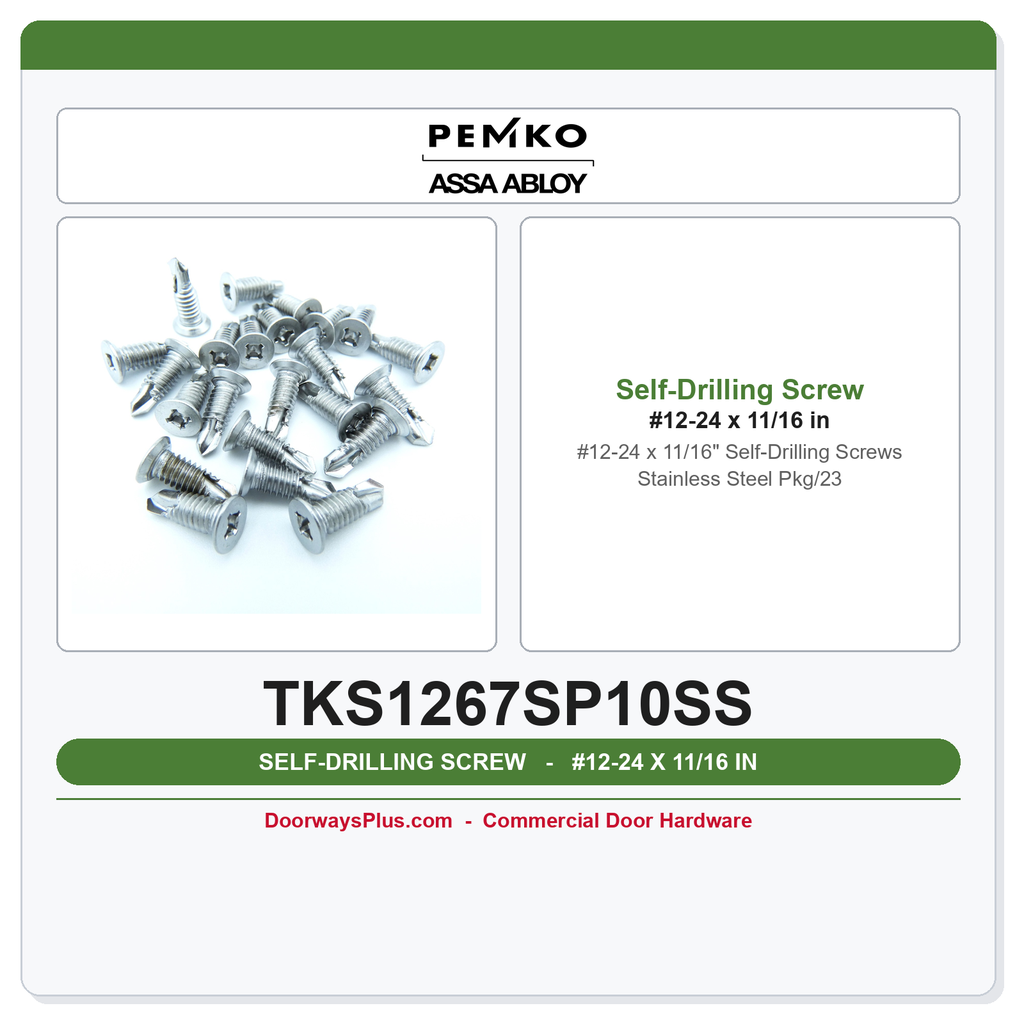 Markar TKS1267SP10SS #12-24 x 11/16" Self-Drilling Screws Stainless Steel Pkg/23