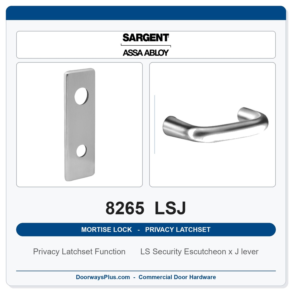 Sargent 8265 LSJ Trim Mortise Privacy Latchset | Grade 1 Commercial