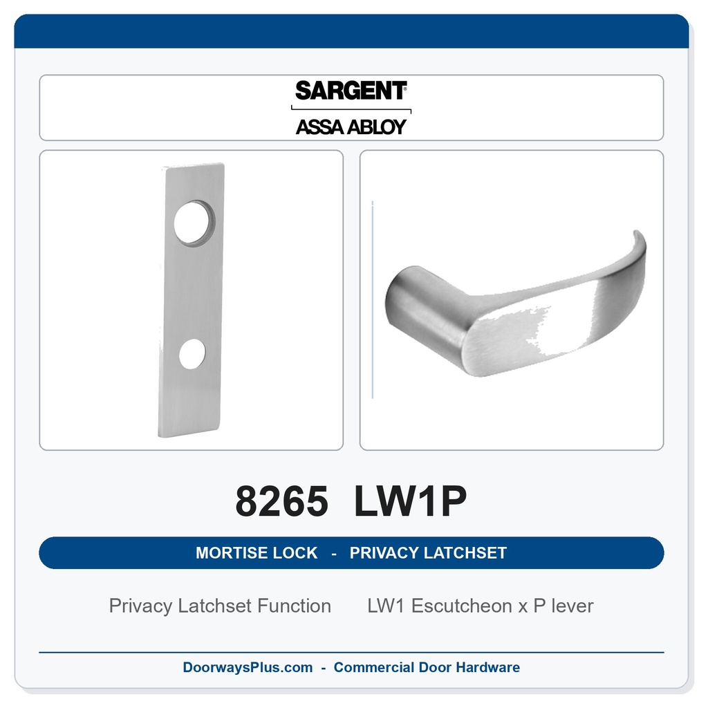 Sargent 8265 LW1P Trim Mortise Privacy Latchset | Grade 1 Commercial