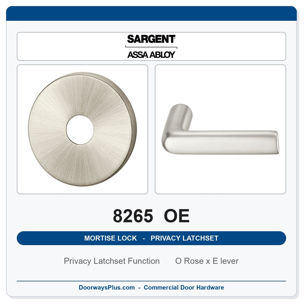 Sargent 8265 OE Trim Mortise Privacy Latchset | Grade 1 Commercial