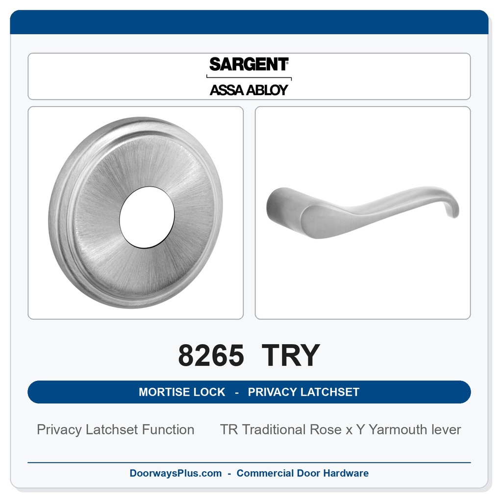 Sargent 8265 TRY Trim Mortise Privacy Latchset | Grade 1 Commercial