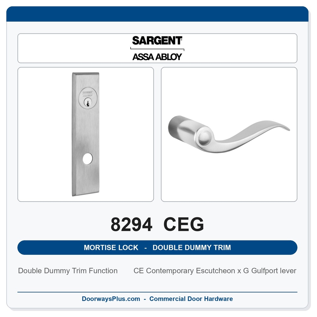 Sargent 8294 CEG Trim Mortise Double Dummy Trim | Grade 1 Commercial