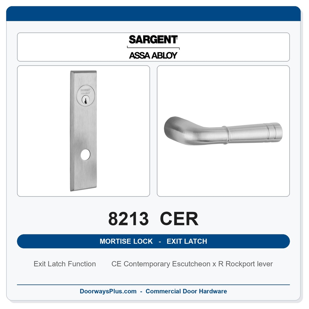 Sargent 8213 CER Trim Exit Latch Mortise Latchset | Grade 1 Commercial
