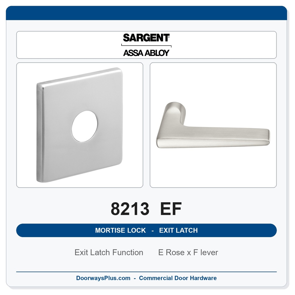 Sargent 8213 EF Trim Exit Latch Mortise Latchset | Grade 1 Commercial