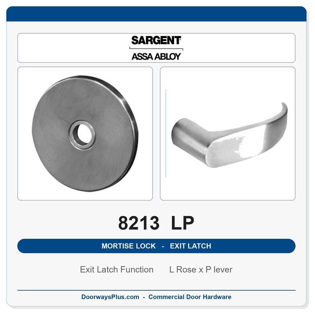 Sargent 8213 LP Trim Exit Latch Mortise Latchset | Grade 1 Commercial