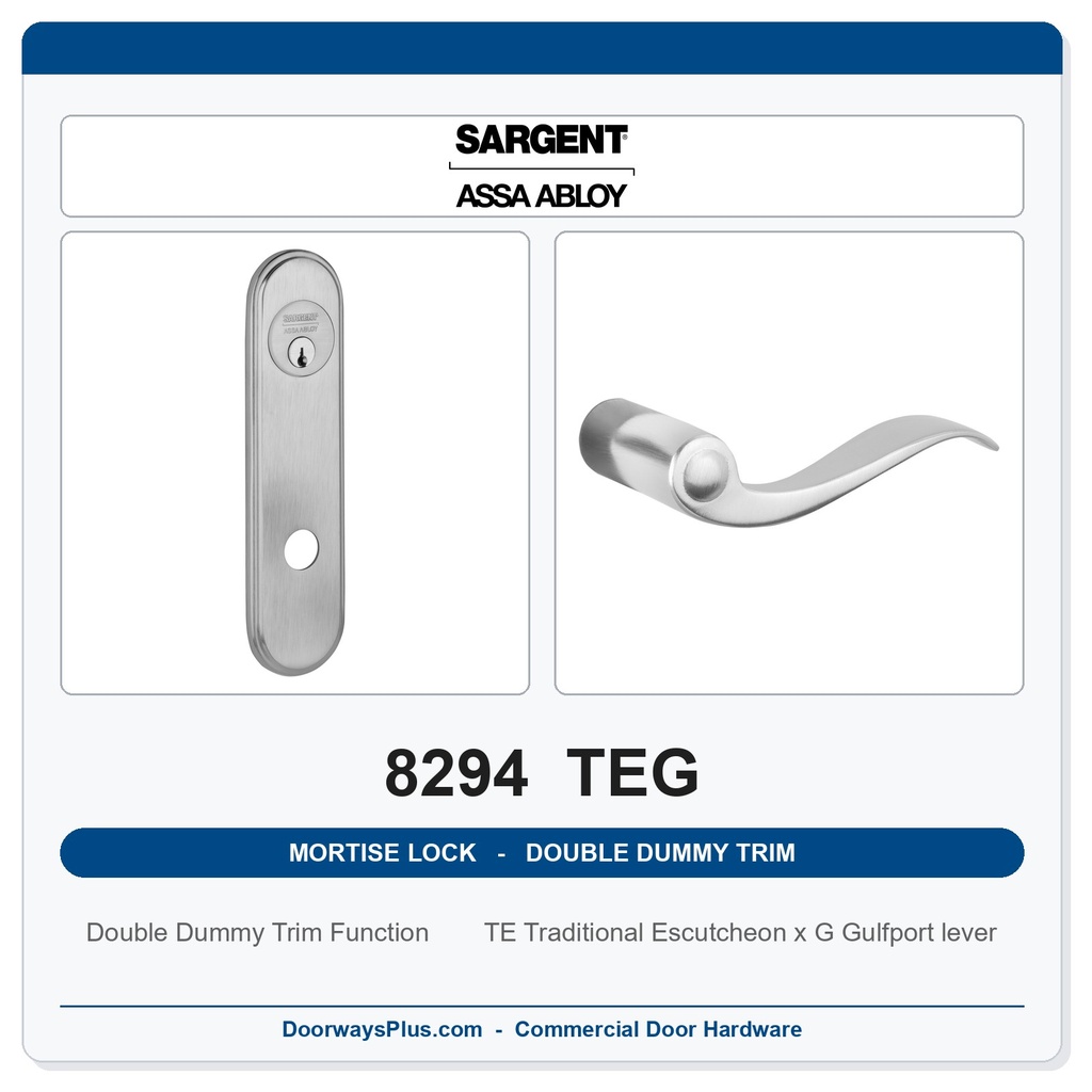 Sargent 8294 TEG Trim Mortise Double Dummy Trim | Grade 1 Commercial