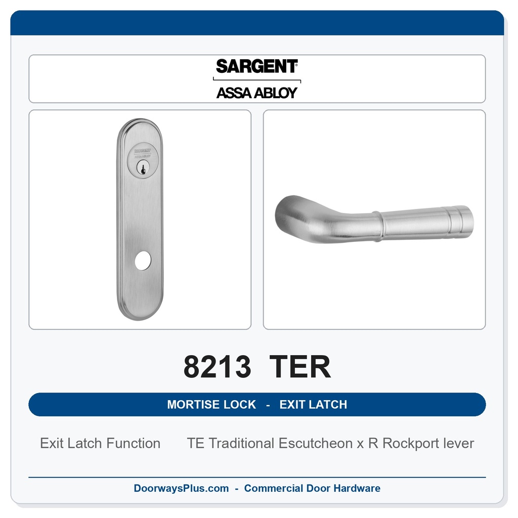 Sargent 8213 TER Trim Exit Latch Mortise Latchset | Grade 1 Commercial