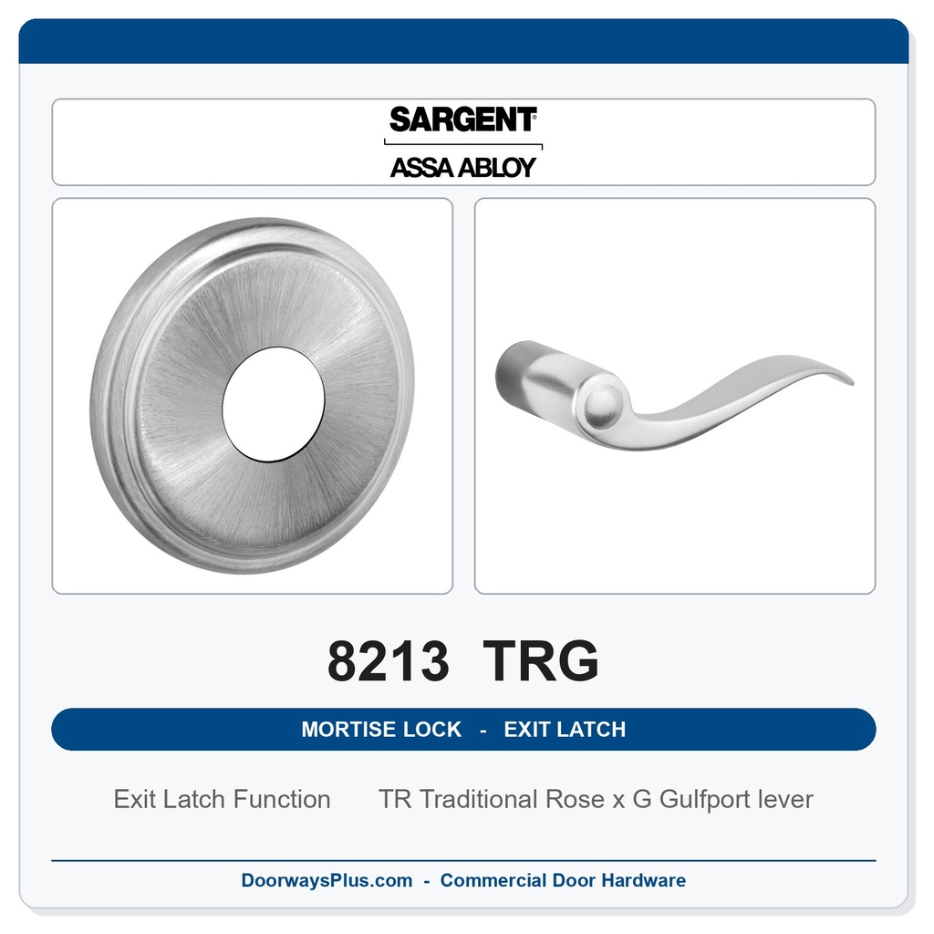 Sargent 8213 TRG Trim Exit Latch Mortise Latchset | Grade 1 Commercial
