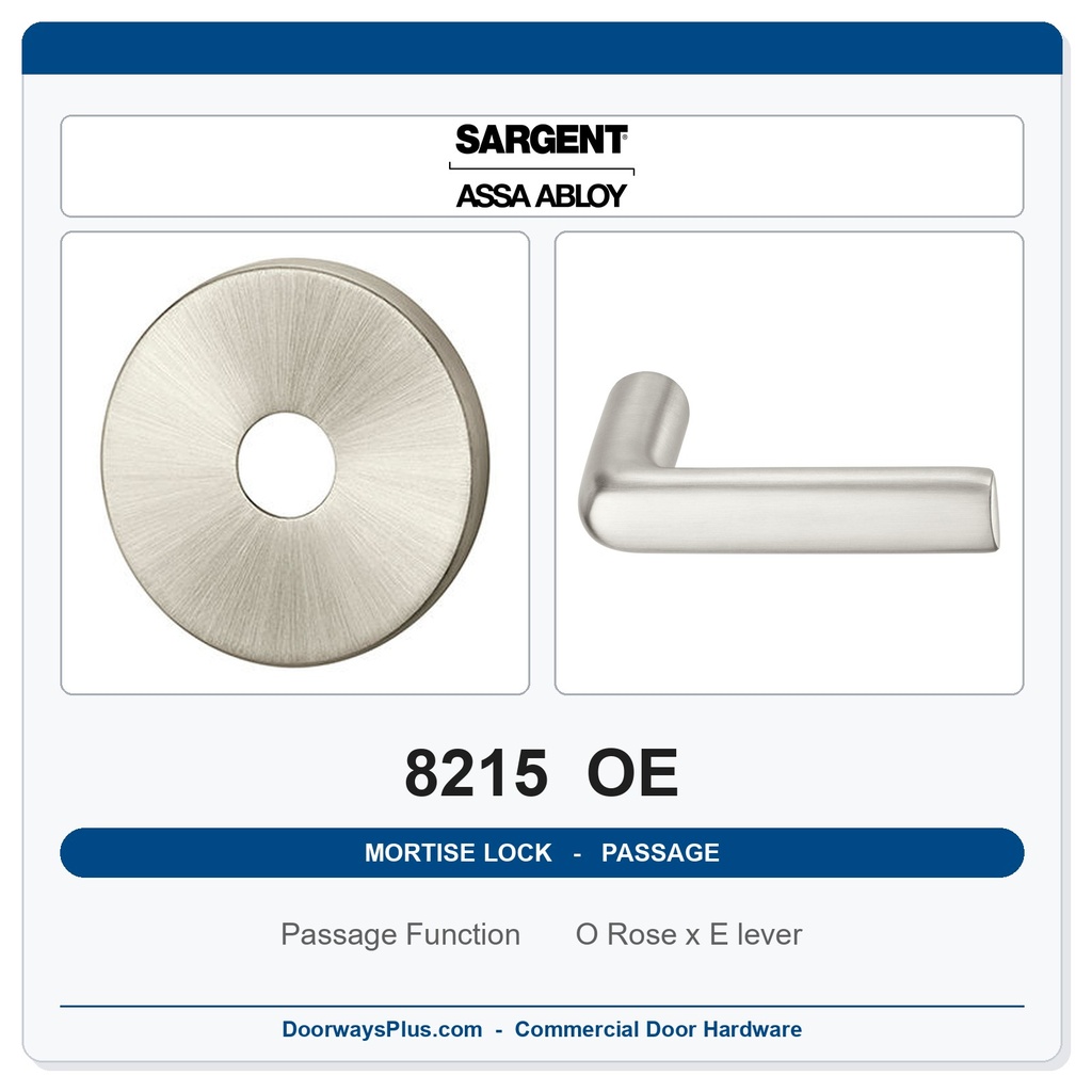 Sargent 8215 OE Trim Passage or Closet Mortise Latchset | Grade 1 Commercial