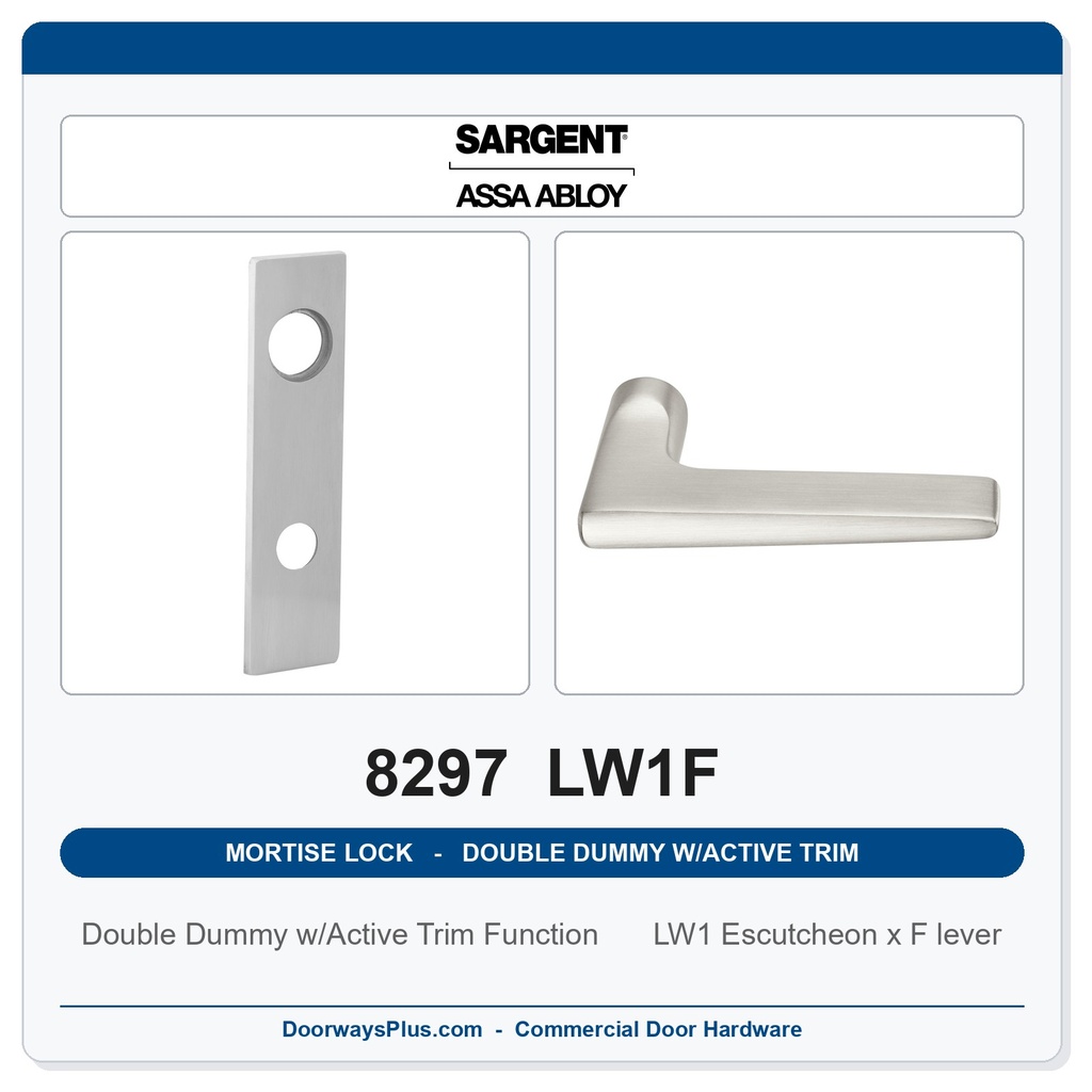 Sargent 8297 LW1F Trim Mortise Double Dummy w/Active Trim | Grade 1 Commercial