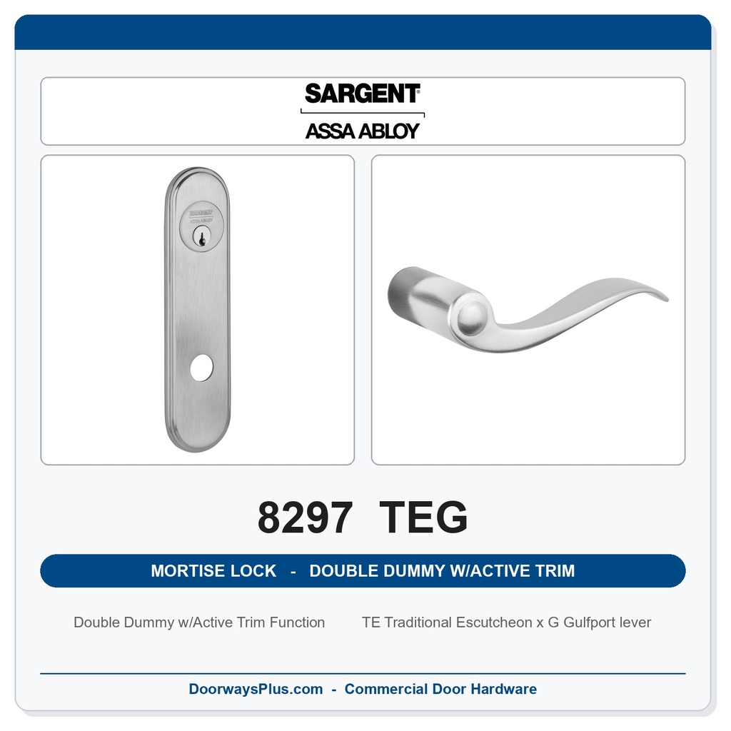Sargent 8297 TEG Trim Mortise Double Dummy w/Active Trim | Grade 1 Commercial