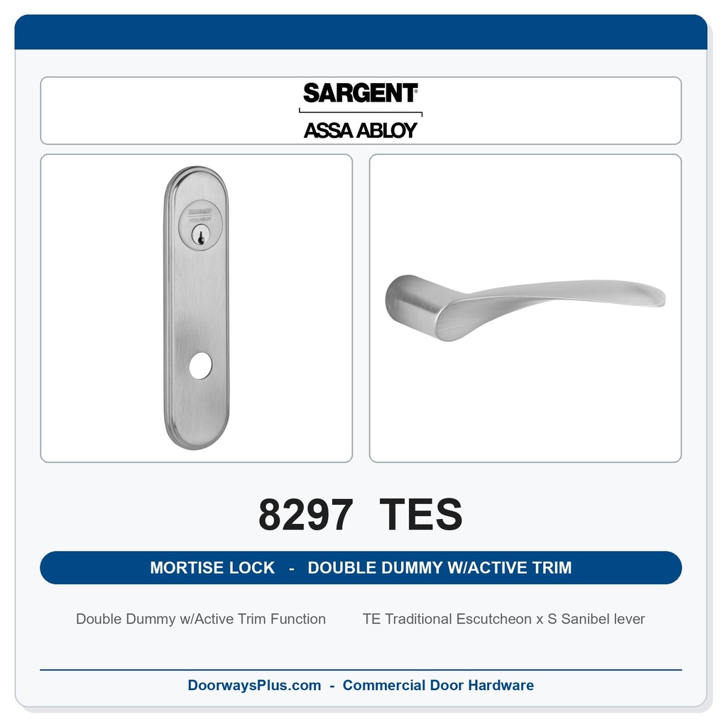 Sargent 8297 TES Trim Mortise Double Dummy w/Active Trim | Grade 1 Commercial