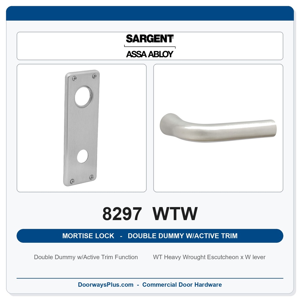 Sargent 8297 WTW Trim Mortise Double Dummy w/Active Trim | Grade 1 Commercial